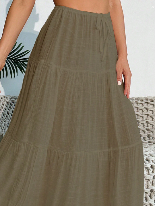 Swim Vcay Solid Color Long Skirt