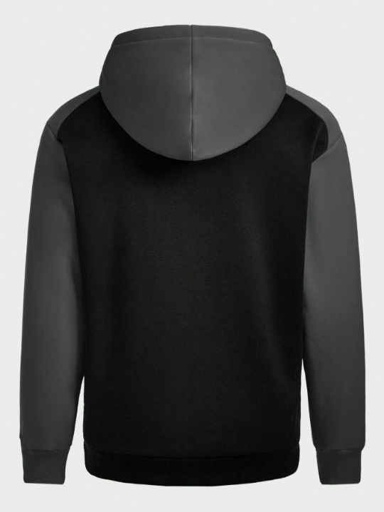 Manfinity Homme Men's Colorblock Drawstring Hooded Fleece Pullover Sweatshirt