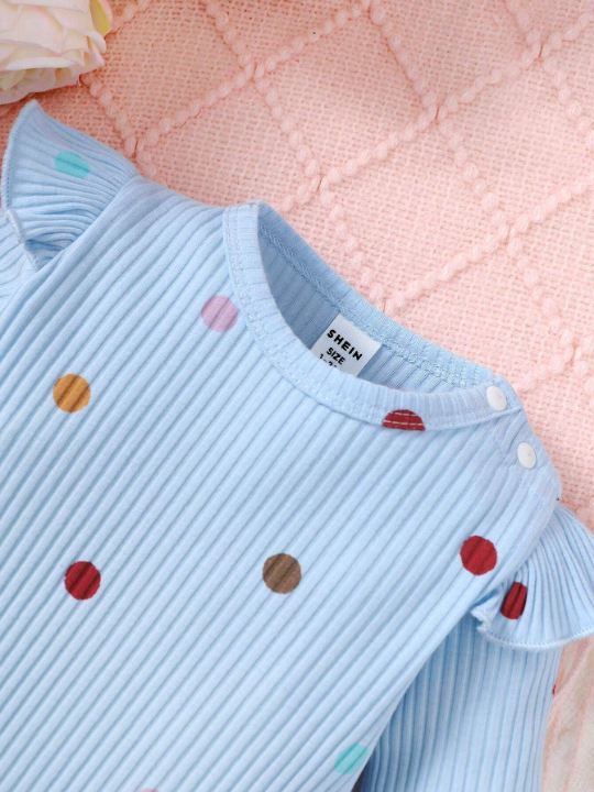 Baby Girl Infant Colorful Polka Dot Knitted Jumpsuit