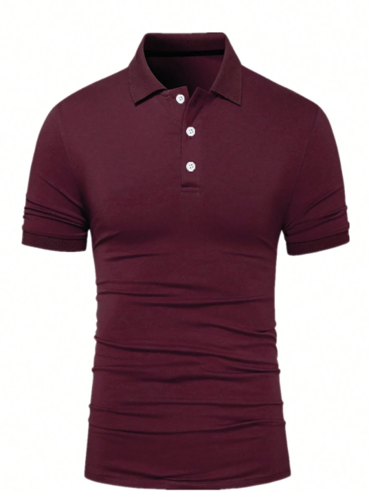 Manfinity Homme Men's Solid Color Simple Buttoned Polo Shirt