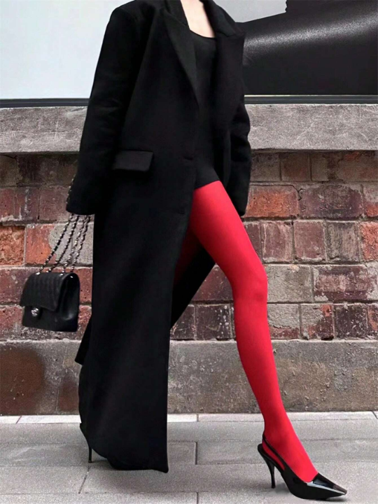 120d Thin Velvet Red Tights For Women, Anti-Hook Silk Pantyhose, Spring/Autumn