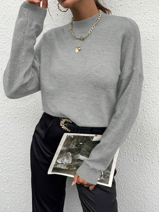 Women's Solid Color Pullover Sweater