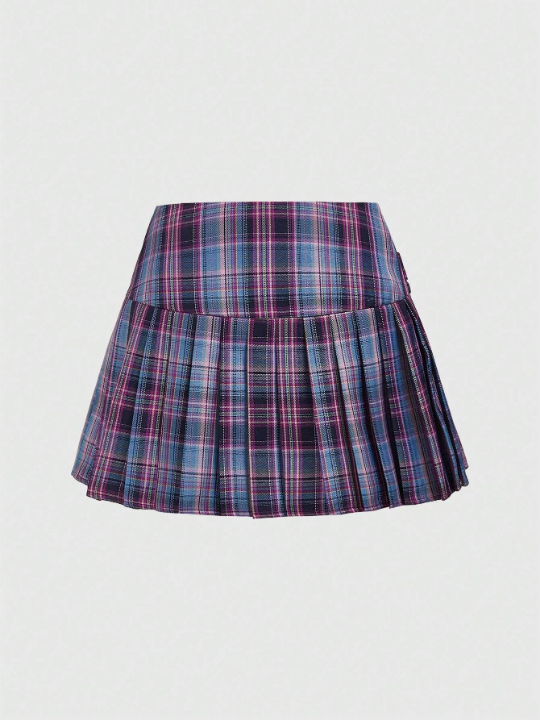 ROMWE Kawaii Women's Plaid Pleated Skirt