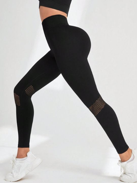 Yoga Basic Women's Yoga Running Tights Leggings With Mesh Panels