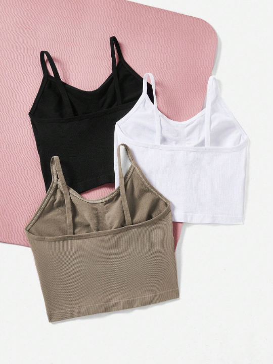 3pcs Women's Solid Color Sports Tank Top