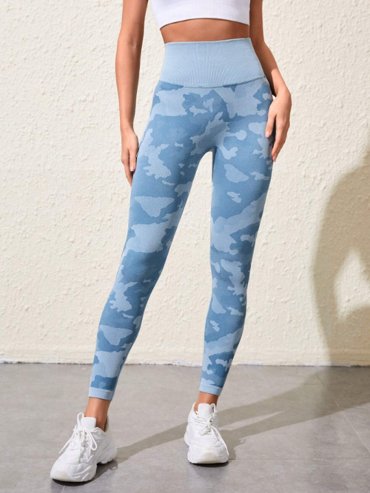 Camouflage Printed High Waist Compression Workout Leggings