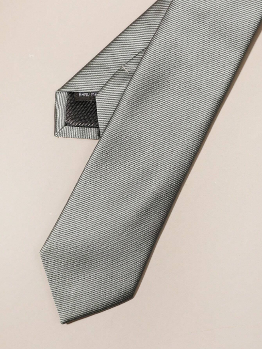 1pc Men's Fashion Solid Grey 1200 Dense Stripe Necktie Suitable For Business And Daily Wear