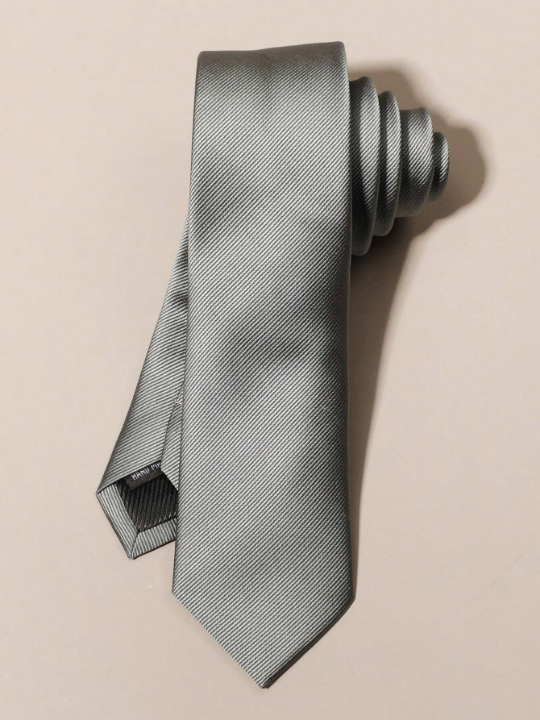 1pc Men's Fashion Solid Grey 1200 Dense Stripe Necktie Suitable For Business And Daily Wear