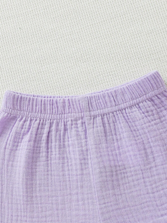 3pcs/Set Solid Color Ruffled Shorts For Baby Girls