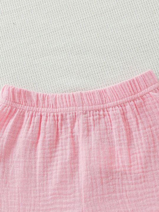 3pcs/Set Solid Color Ruffled Shorts For Baby Girls