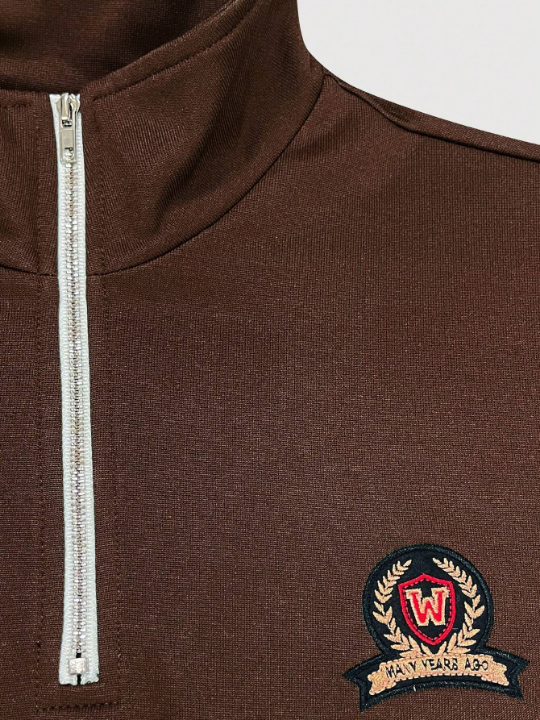 Manfinity Hypemode Men's Half-Zip Sweatshirt With Letter Print