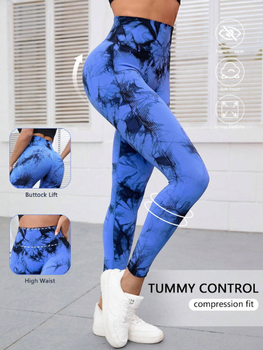 Yoga Trendy Seamless Softness Tie Dye Sports Leggings