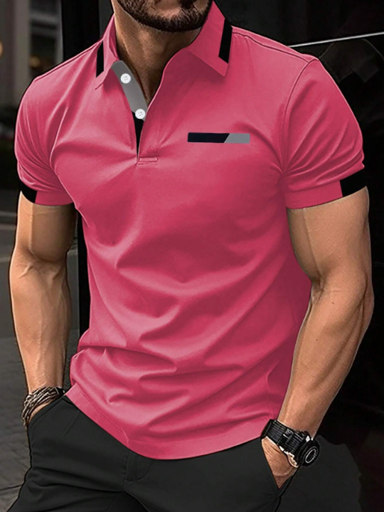 Manfinity Homme Men Contrast Trim Polo Shirt