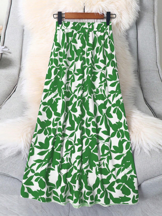 Women's Botanical Print Midi Skirt