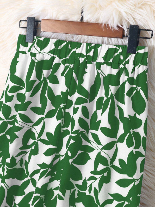 Women's Botanical Print Midi Skirt