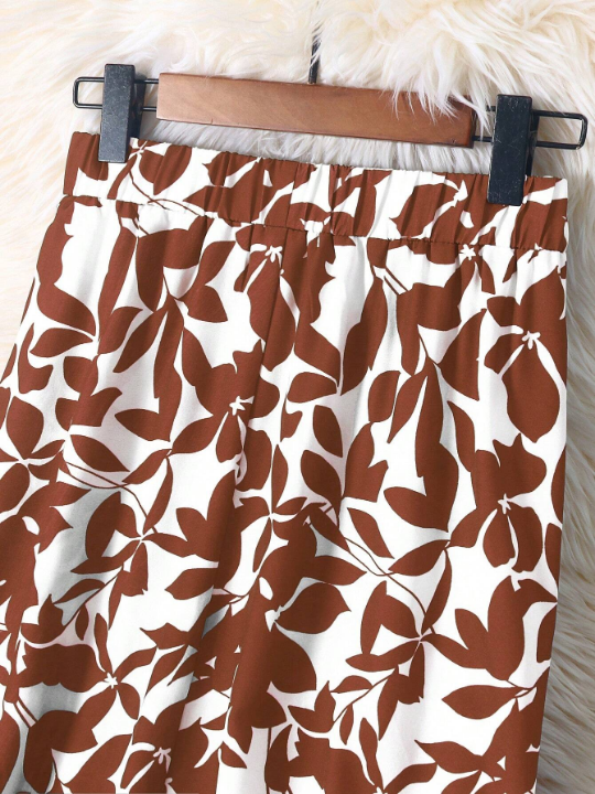 Women's Botanical Printed Midi Skirt