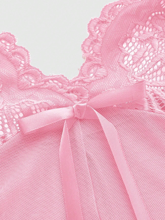 ROMWE Kawaii Women's Sexy Lace Mesh Lingerie Set