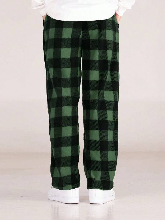 Manfinity Hypemode Men's Gingham Checked Pattern Trousers With Slanted Pockets