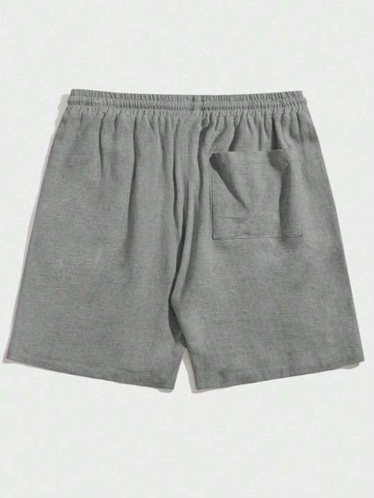 Manfinity Homme Manfinity Homme Men's Solid Color Weave Drawstring Grey Shorts