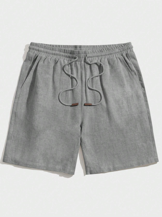 Manfinity Homme Manfinity Homme Men's Solid Color Weave Drawstring Grey Shorts