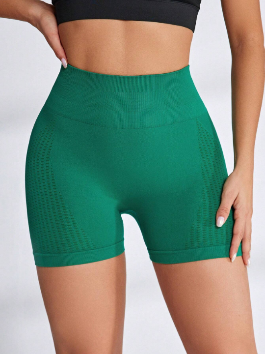 Yoga Basic Women's Seamless Wide Waistband Yoga Workout Athletic Shorts