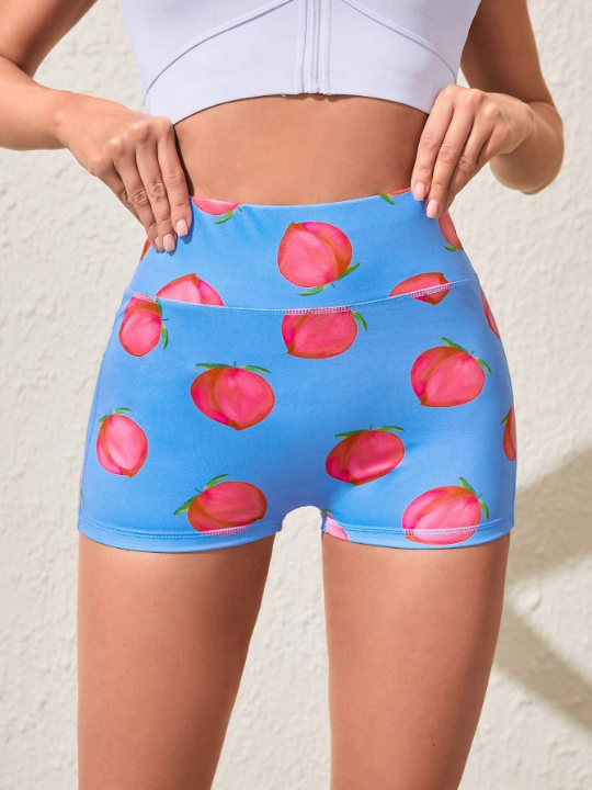 Yoga Basic Fun Fruit Printed Fitness Yoga Shorts Sweater Shorts