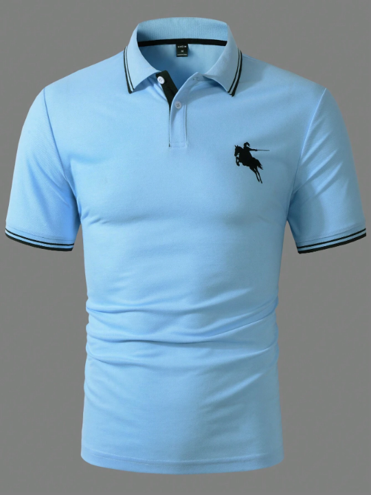 Manfinity Men's Short Sleeve Polo Shirt With Color Blocking Design