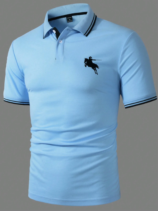 Manfinity Men's Short Sleeve Polo Shirt With Color Blocking Design