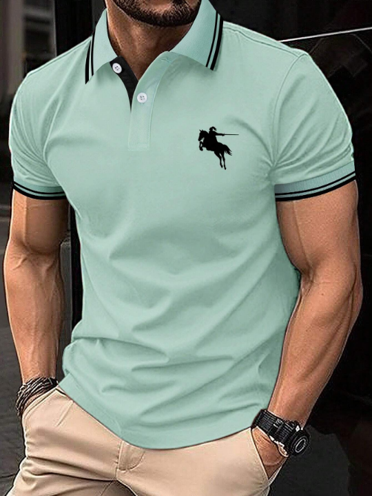 Manfinity Men's Color-Block Edge Short Sleeve Polo Shirt