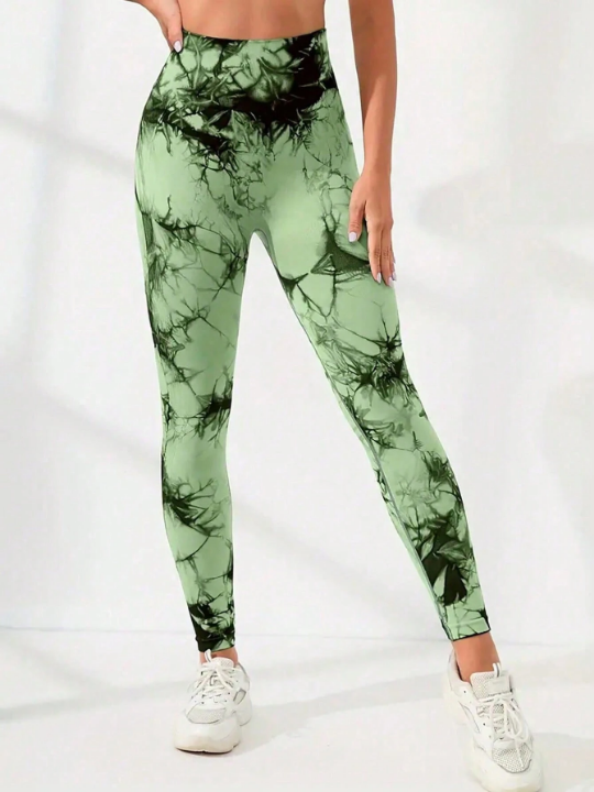 Yoga Trendy Seamless Softness Tie Dye Sports Leggings