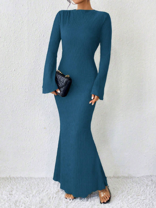 Priv Trumpet Sleeves Mermaid Hem Dress