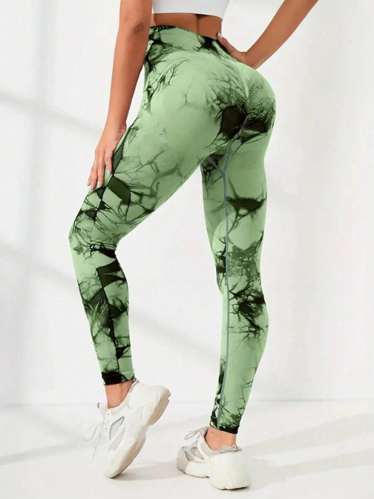 Yoga Trendy Seamless Softness Tie Dye Sports Leggings