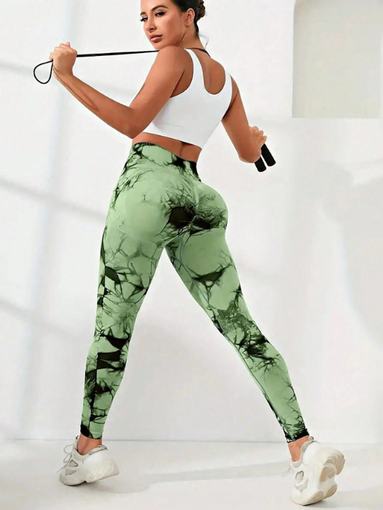 Yoga Trendy Seamless Softness Tie Dye Sports Leggings