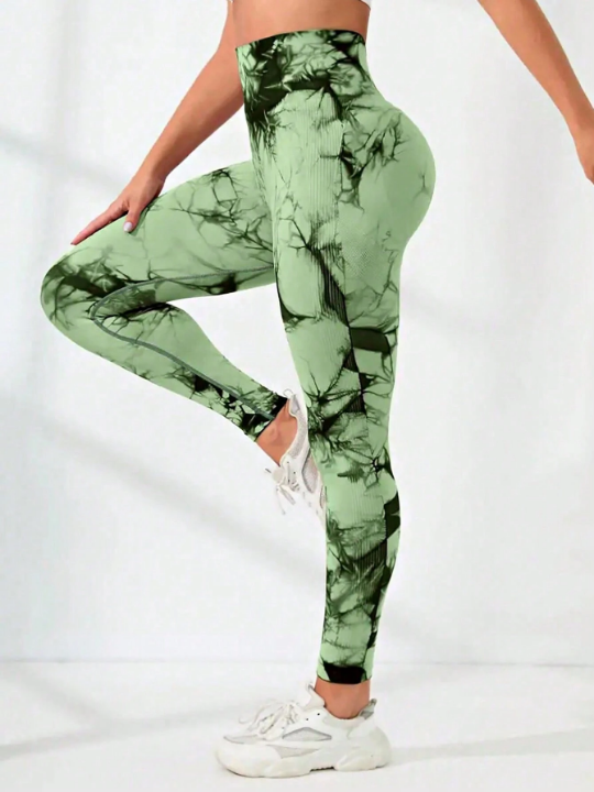 Yoga Trendy Seamless Softness Tie Dye Sports Leggings