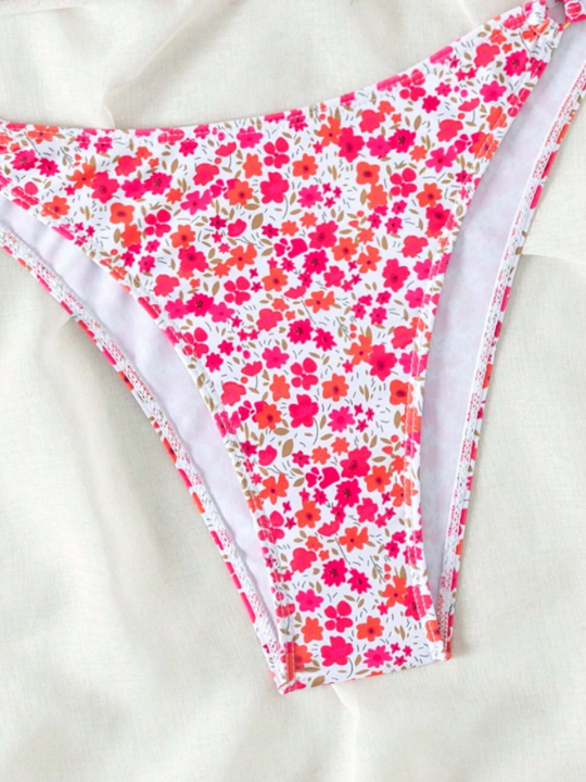 Random Printed Bikini Set With Circular Decor