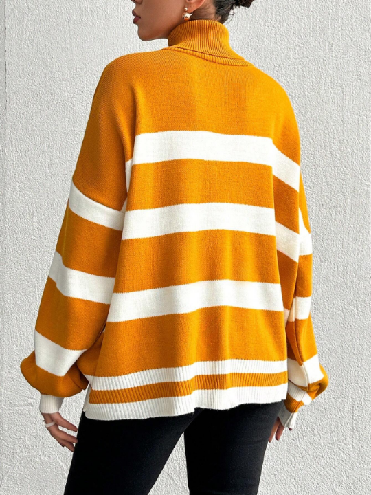 Women's Striped Turtleneck Sweater