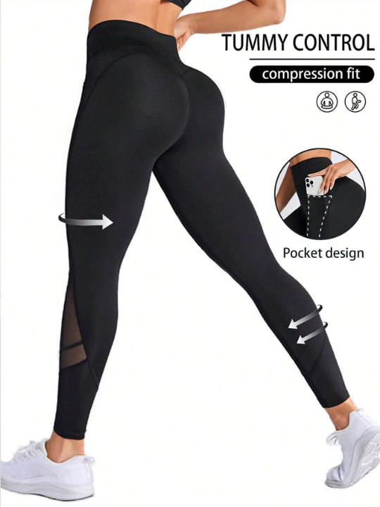 Yoga Trendy Mesh Patchwork Sports Leggings