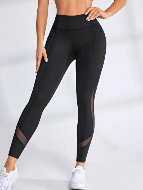 Yoga Trendy Mesh Patchwork Sports Leggings