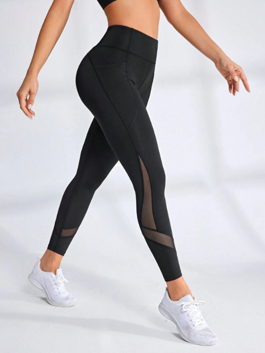 Yoga Trendy Mesh Patchwork Sports Leggings