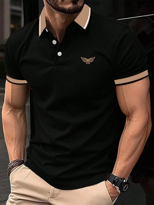 Manfinity Homme Men's Contrast-Trim Polo Shirt