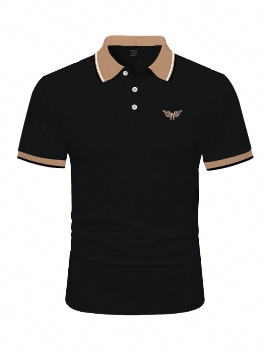 Manfinity Homme Men's Contrast-Trim Polo Shirt