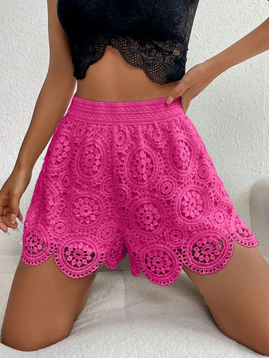 VCAY High Waist Embroidered Shorts