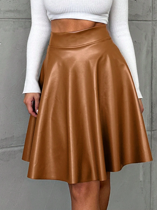 Women's Solid Color High Waist Midi Skirt