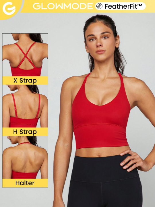 GLOWMODE FeatherFit Halter Sports Bra Light Support