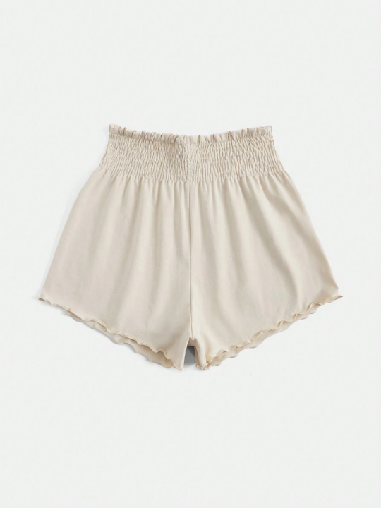 VCAY Smocked Waist Ruffle Hem Shorts