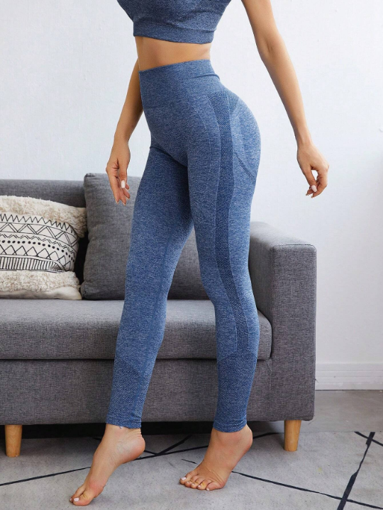 Yoga Basic Yoga Leggings Seamless High Stretch Hip-hugging Training Tights With Wide Waistband