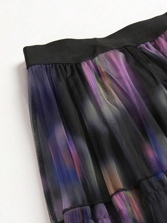 Women's Ombre Asymmetrical Skirt With Ruffle Trim