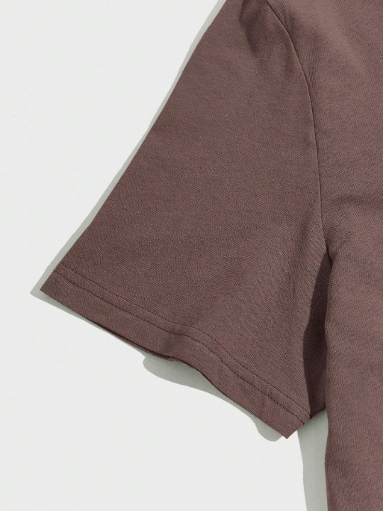 Men's Letter Printed Knitted Short Sleeve Homewear Set