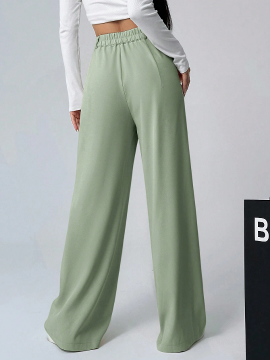EZwear Ladies' Solid Color Pleated Trousers