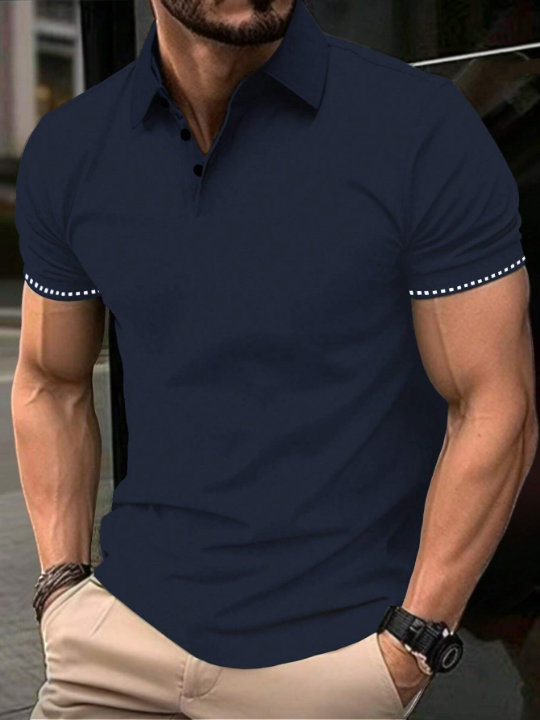 Manfinity Men's Colorblock Polo Shirt With Contrast Cuffs